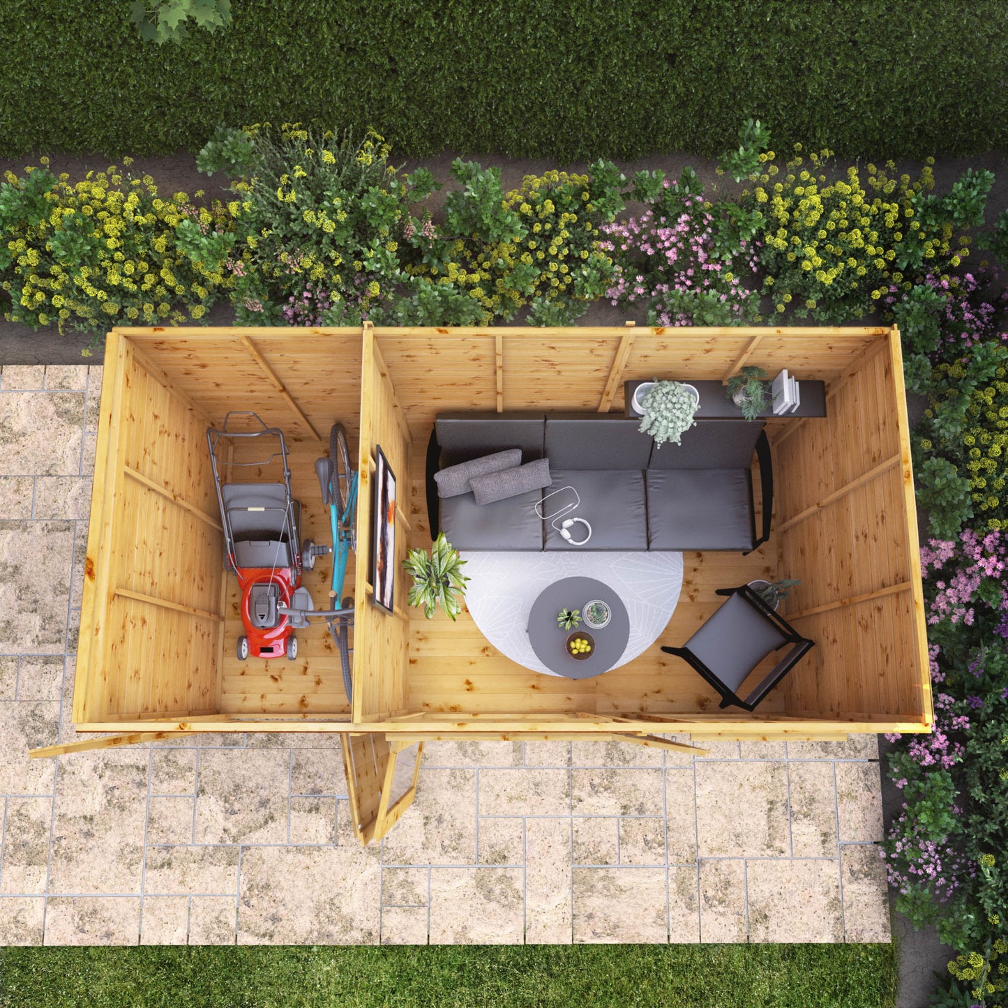 12 x 6 Maine Pent Summerhouse With Side Shed