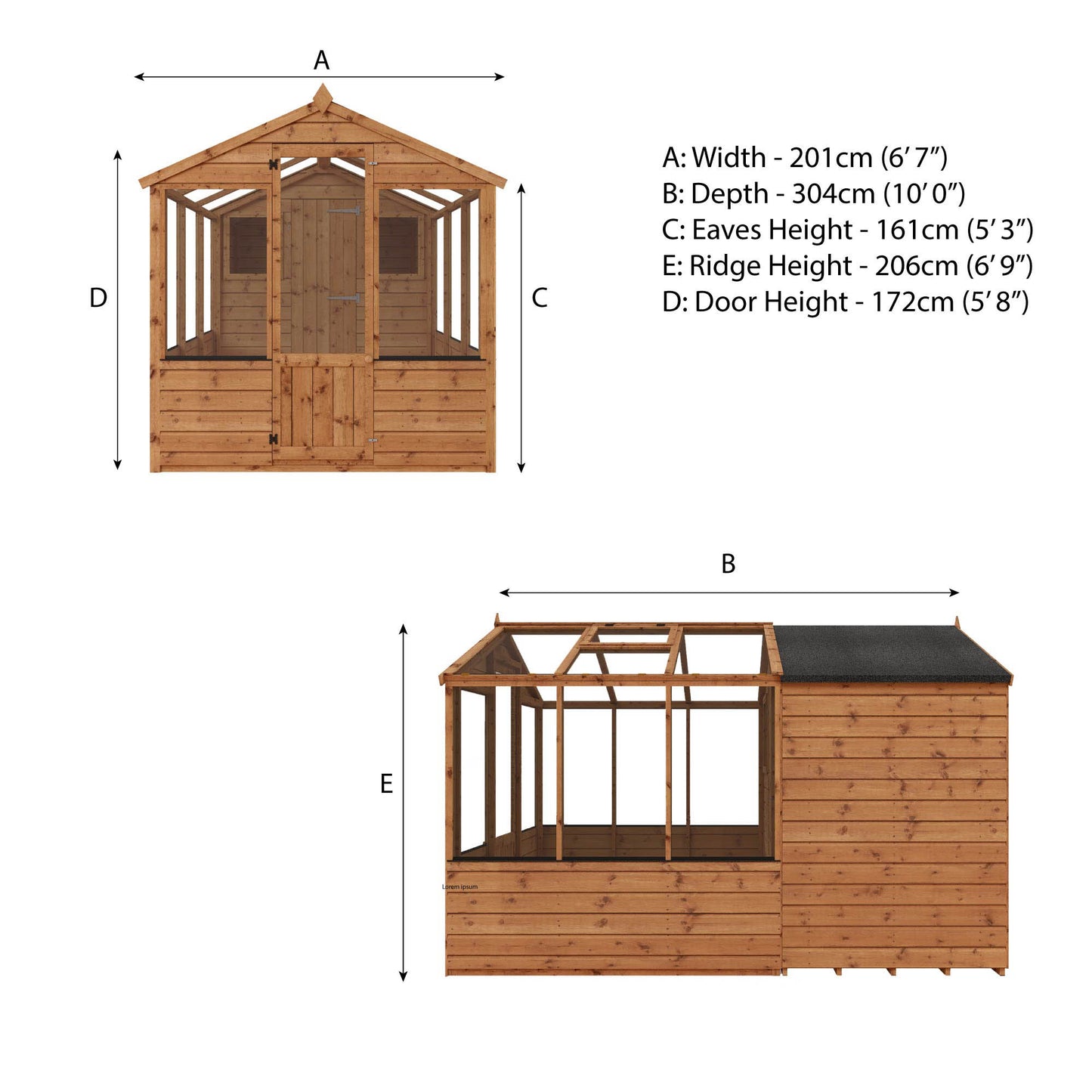 10 x 6 Traditional Apex Greenhouse Combi Shed