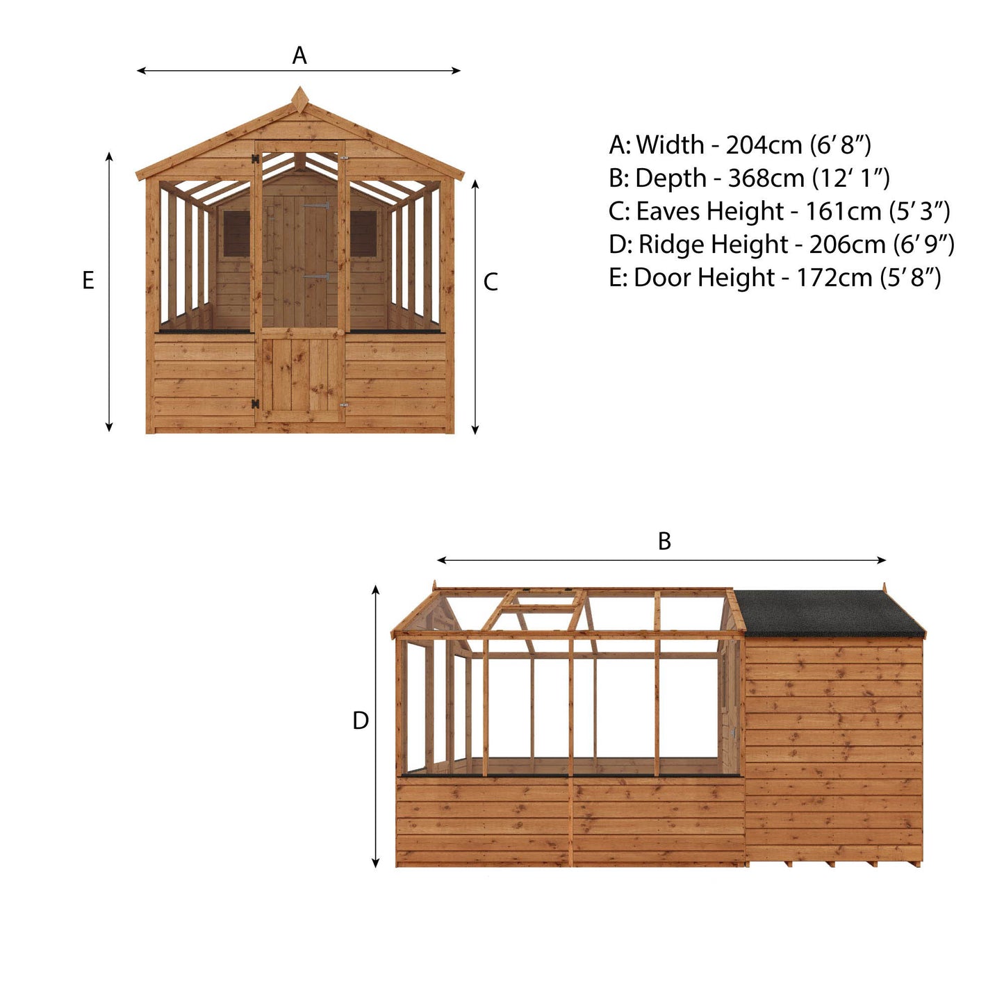 12 x 6 Traditional Apex Greenhouse Combi Shed
