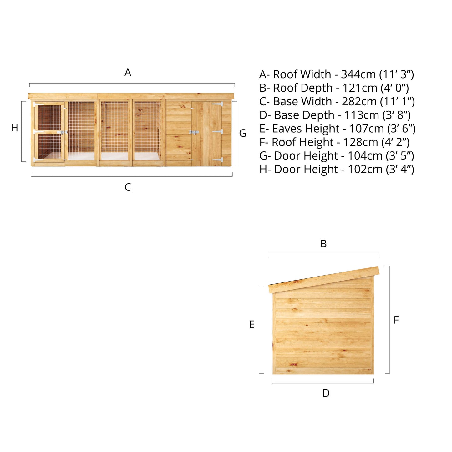 12 x 4 Berkshire Dog Kennel & Run