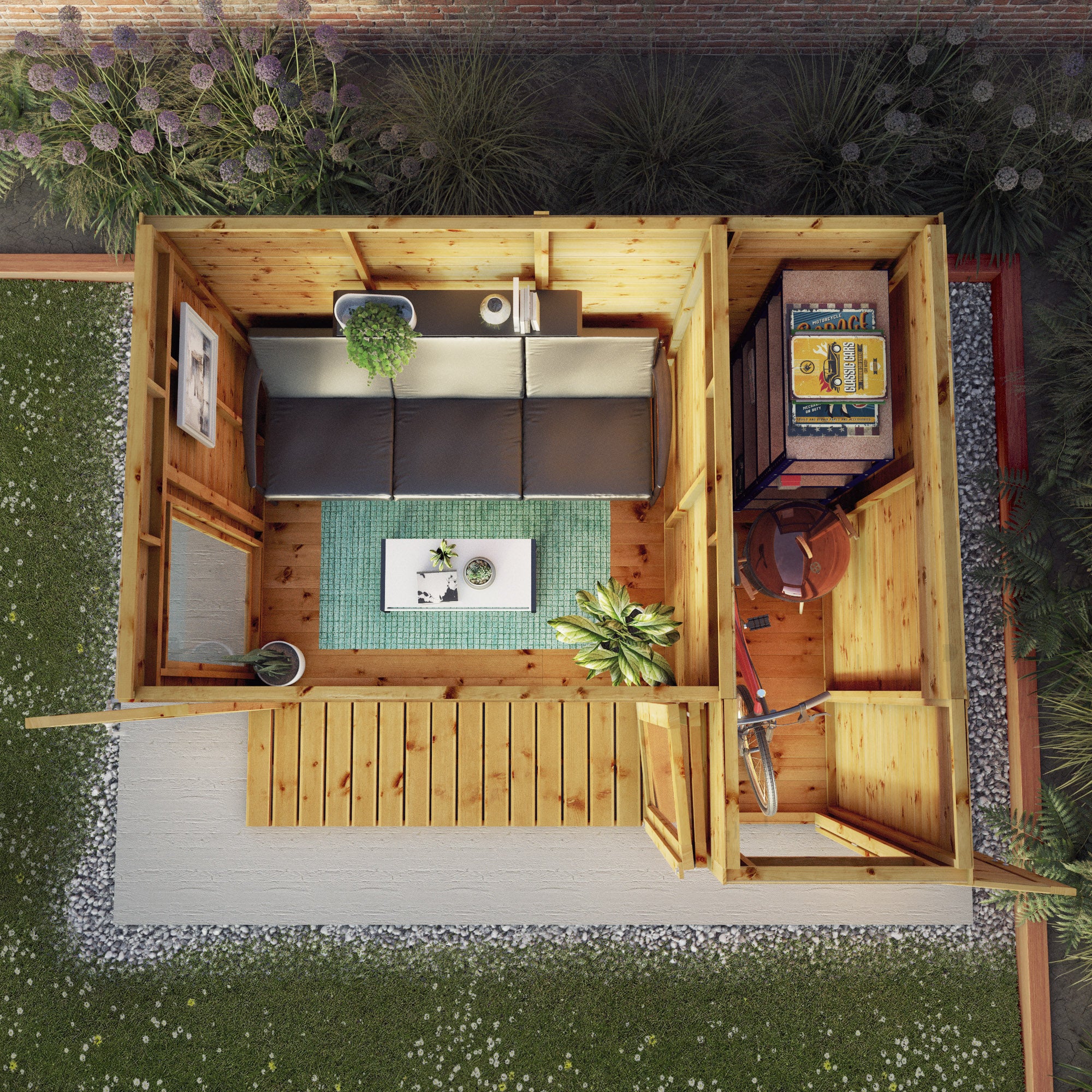 10 x 8 Premium Garden Room Summerhouse With Side Shed