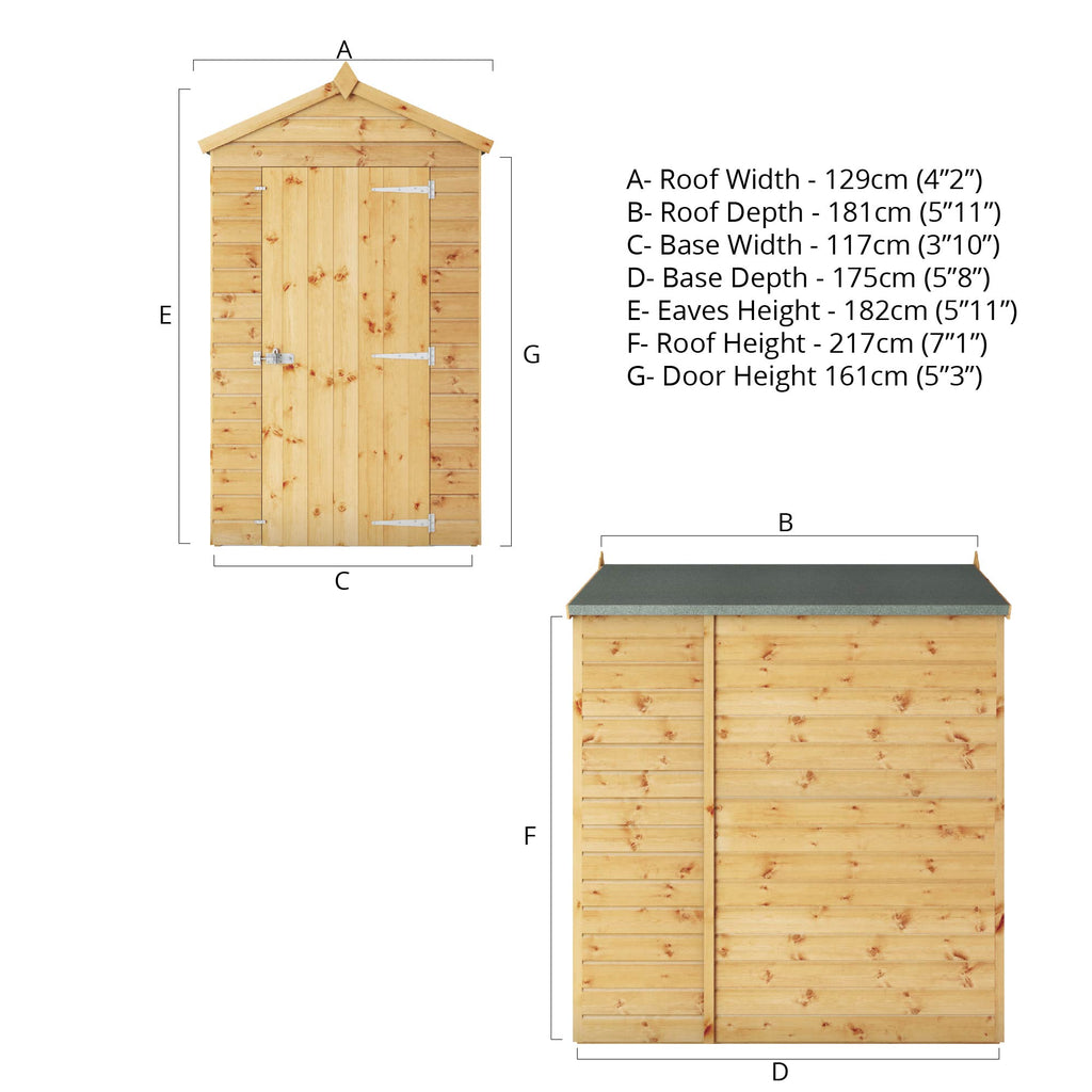 6 x 4 Modular Shiplap Apex - Windowless