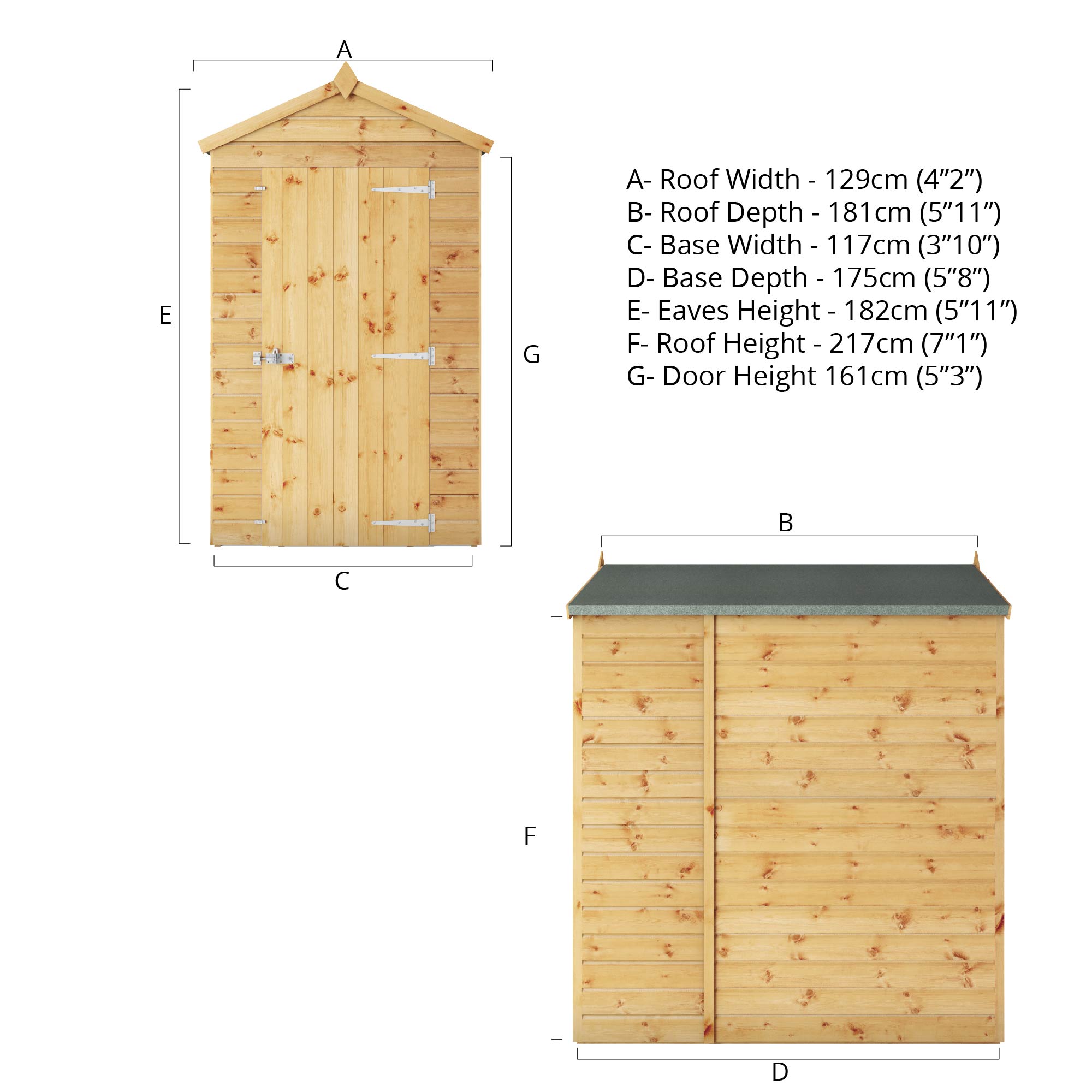 6 x 4 Modular Shiplap Apex - Windowless