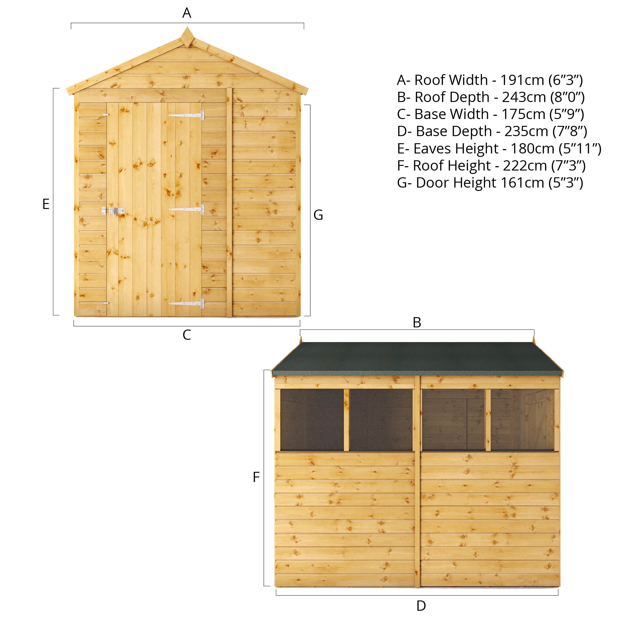 8 x 6 Modular Shiplap Apex