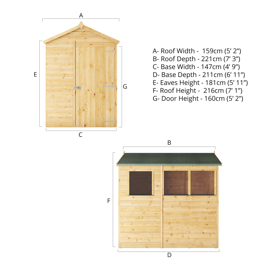 7 x 5 Modular Shiplap Apex