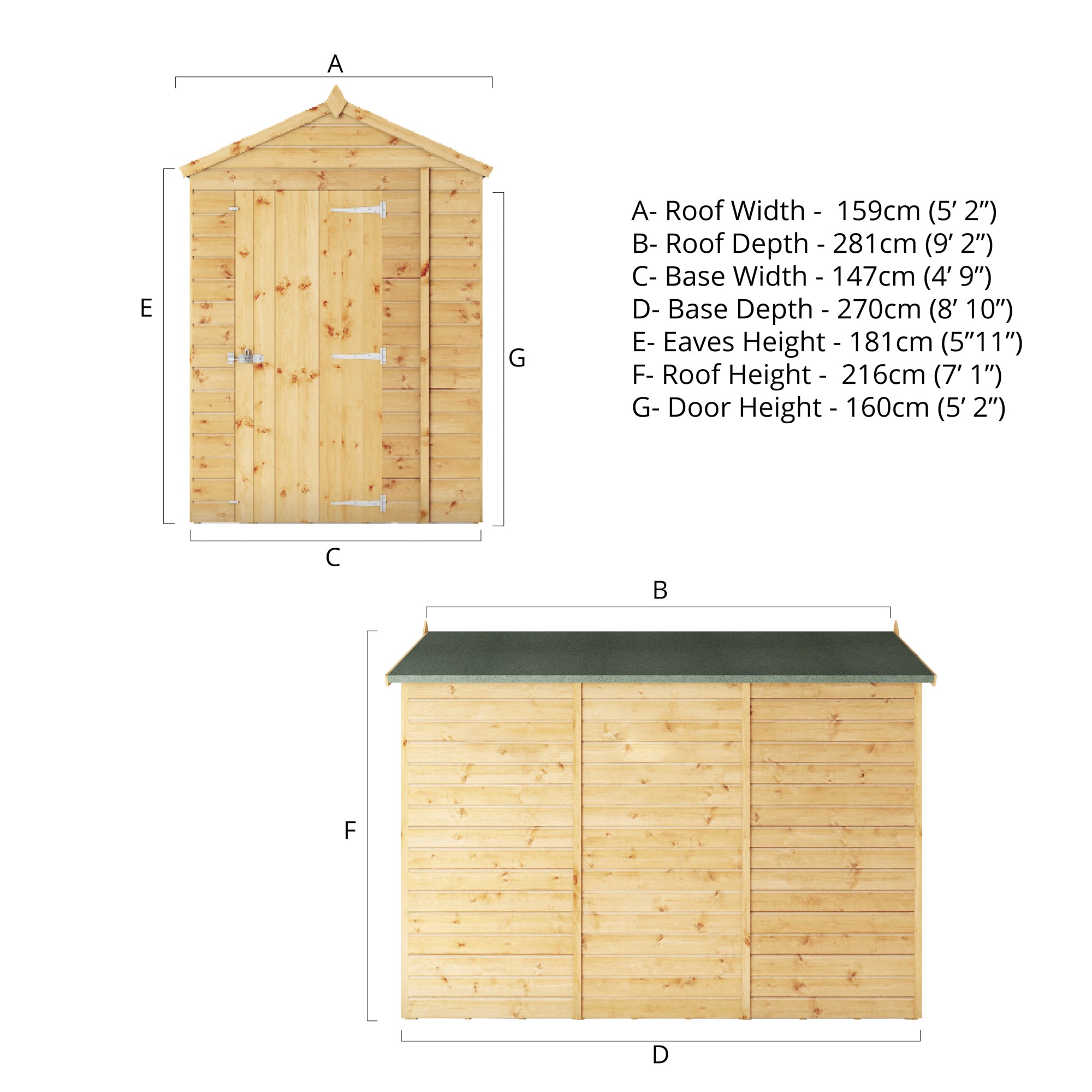 9 x 5 Modular Shiplap Apex - Windowless
