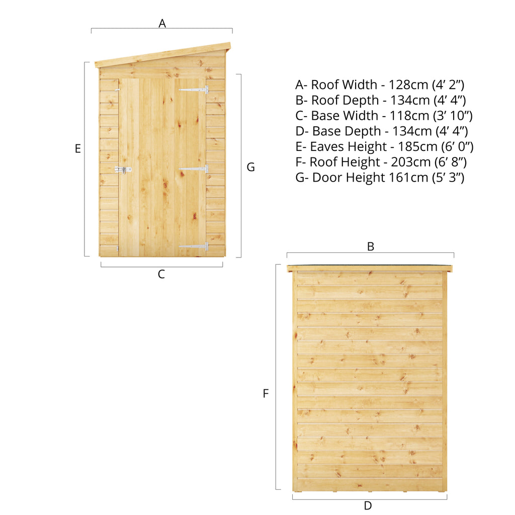 4 x 4 Modular Shiplap Pent - Windowless