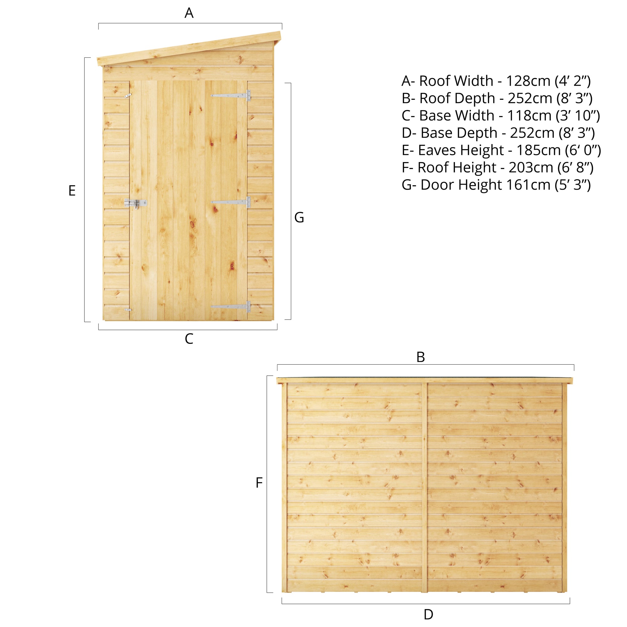 8 x 4 Modular Shiplap Pent - Windowless