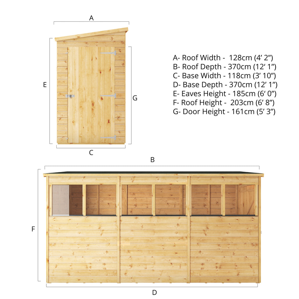 12 x 4 Modular Shiplap Pent