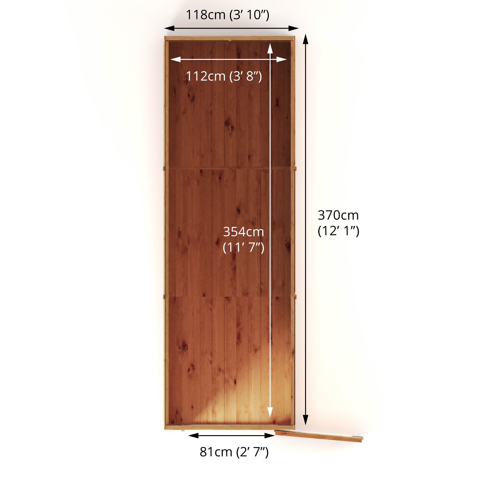 12 x 4 Modular Shiplap Pent - Windowless