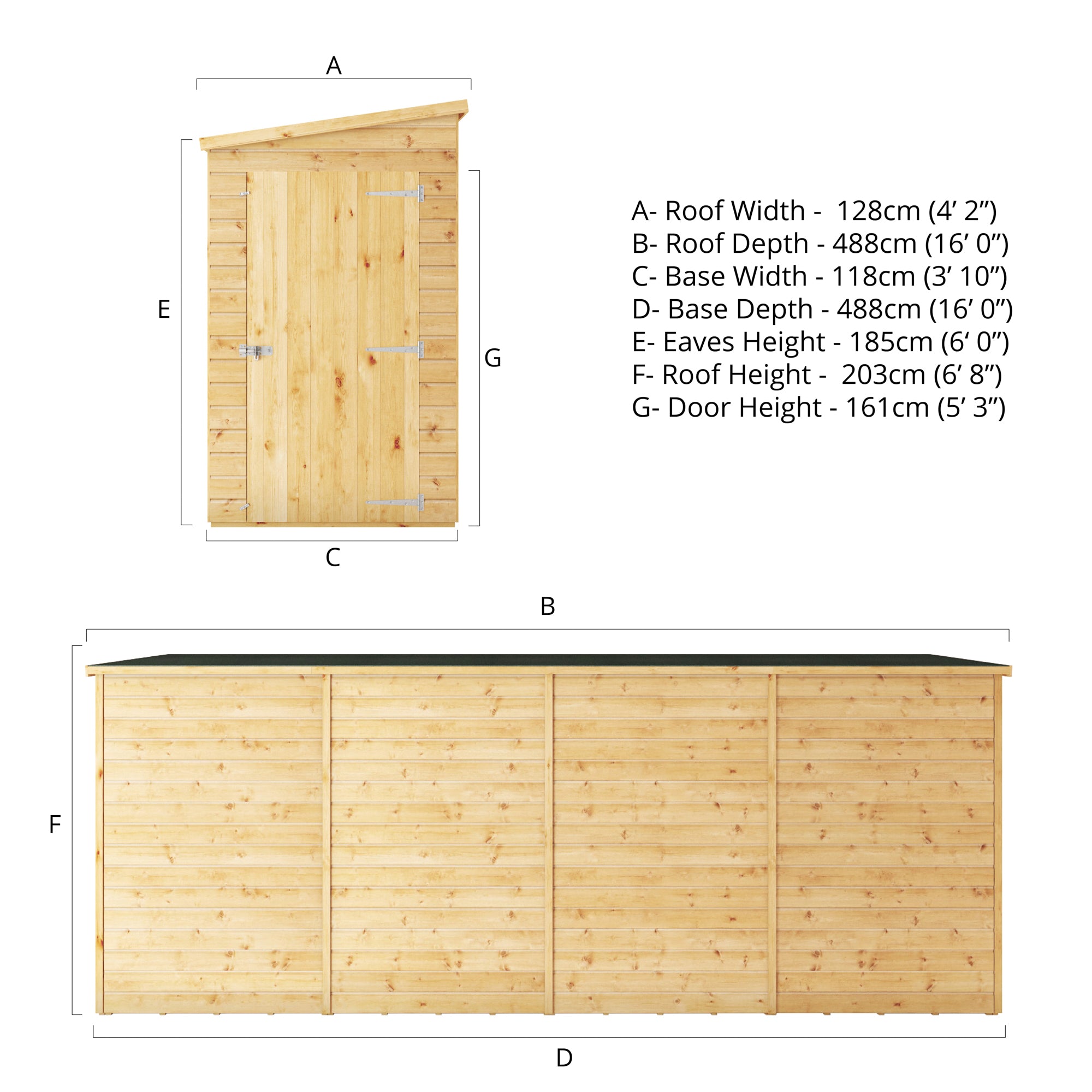 16 x 4 Modular Shiplap Pent - Windowless