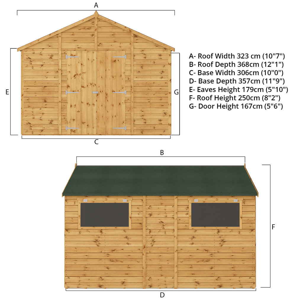 12 x 10 Premium Shiplap Apex Workshop
