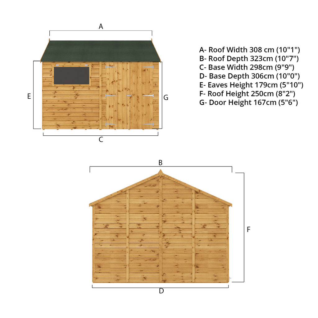 10 x 10 Premium Shiplap Reverse Apex Workshop