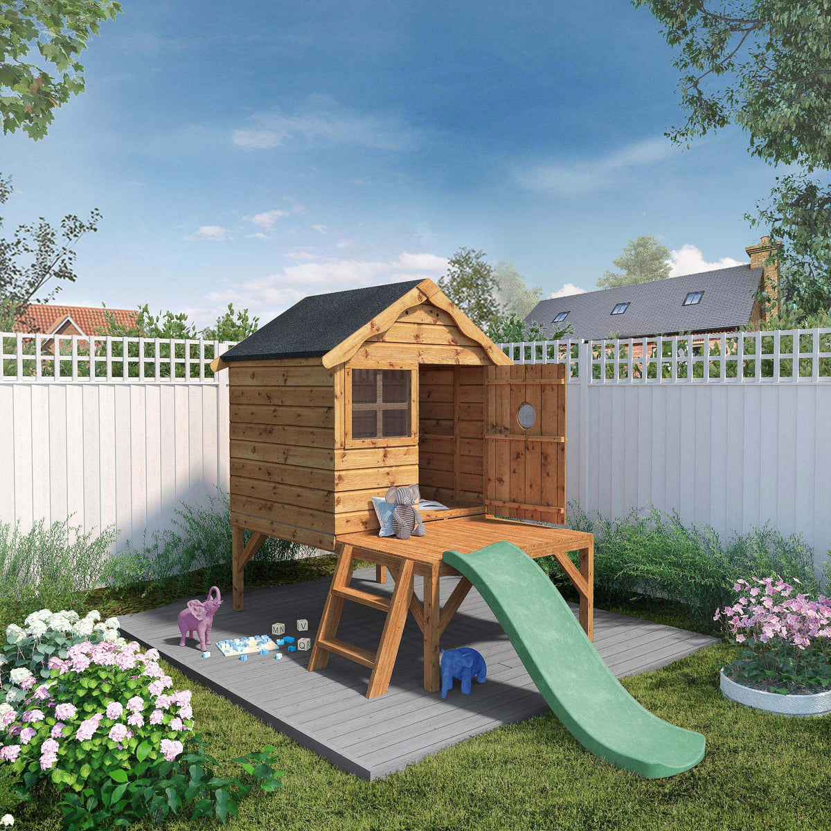 Snug Playhouse with Tower & Slide