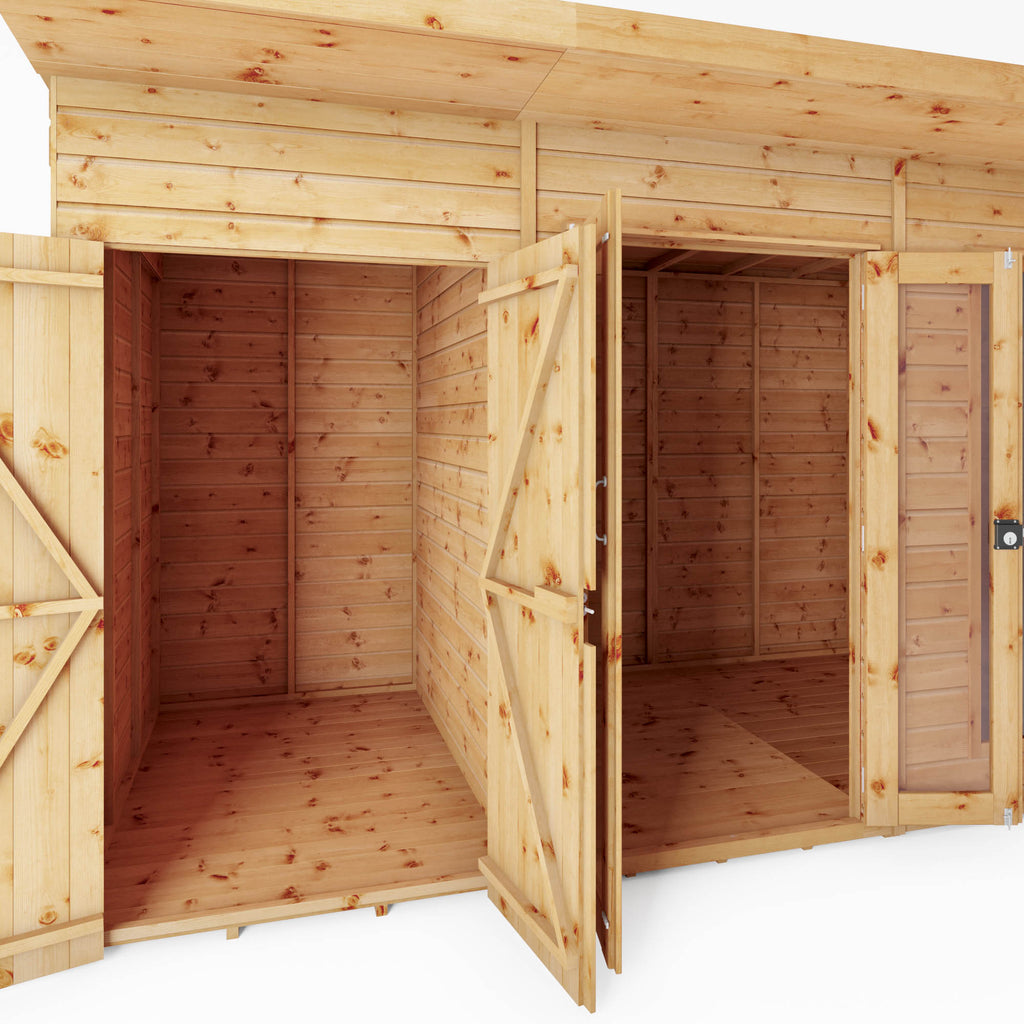 12 x 6 Maine Pent Summerhouse With Side Shed