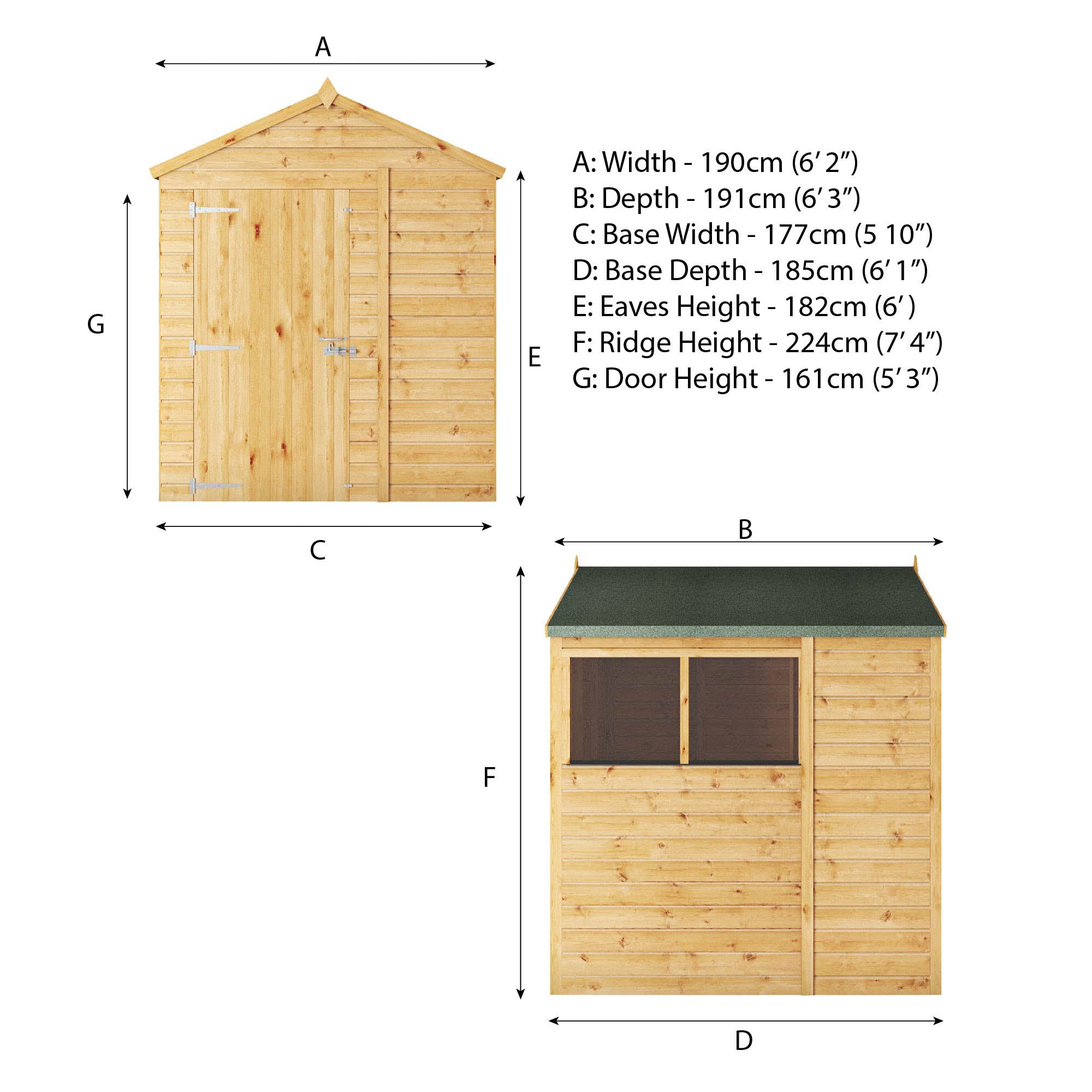 6 x 6 Woodsman Shiplap Apex - Glass