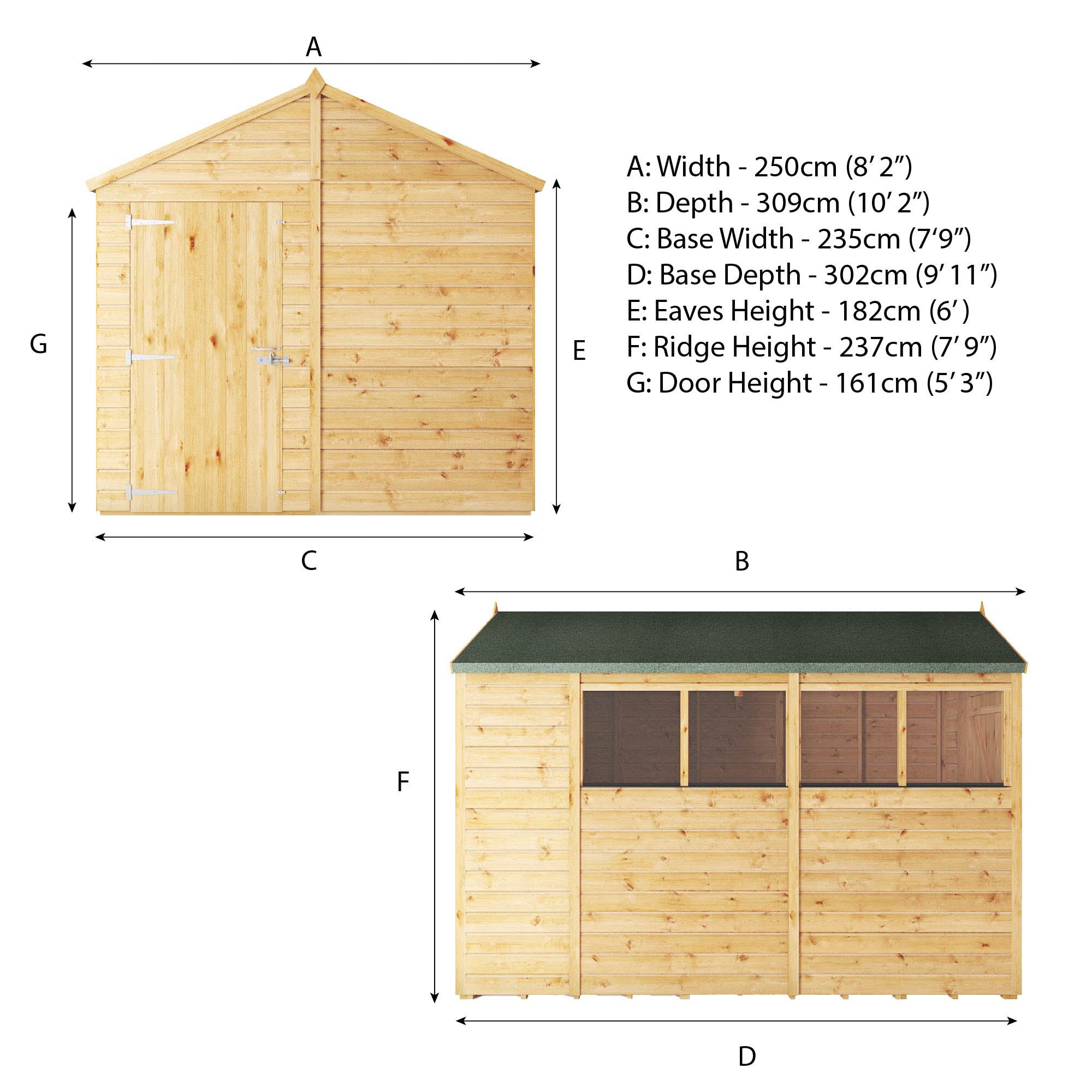 10 x 6 Woodsman Shiplap Apex - Glass