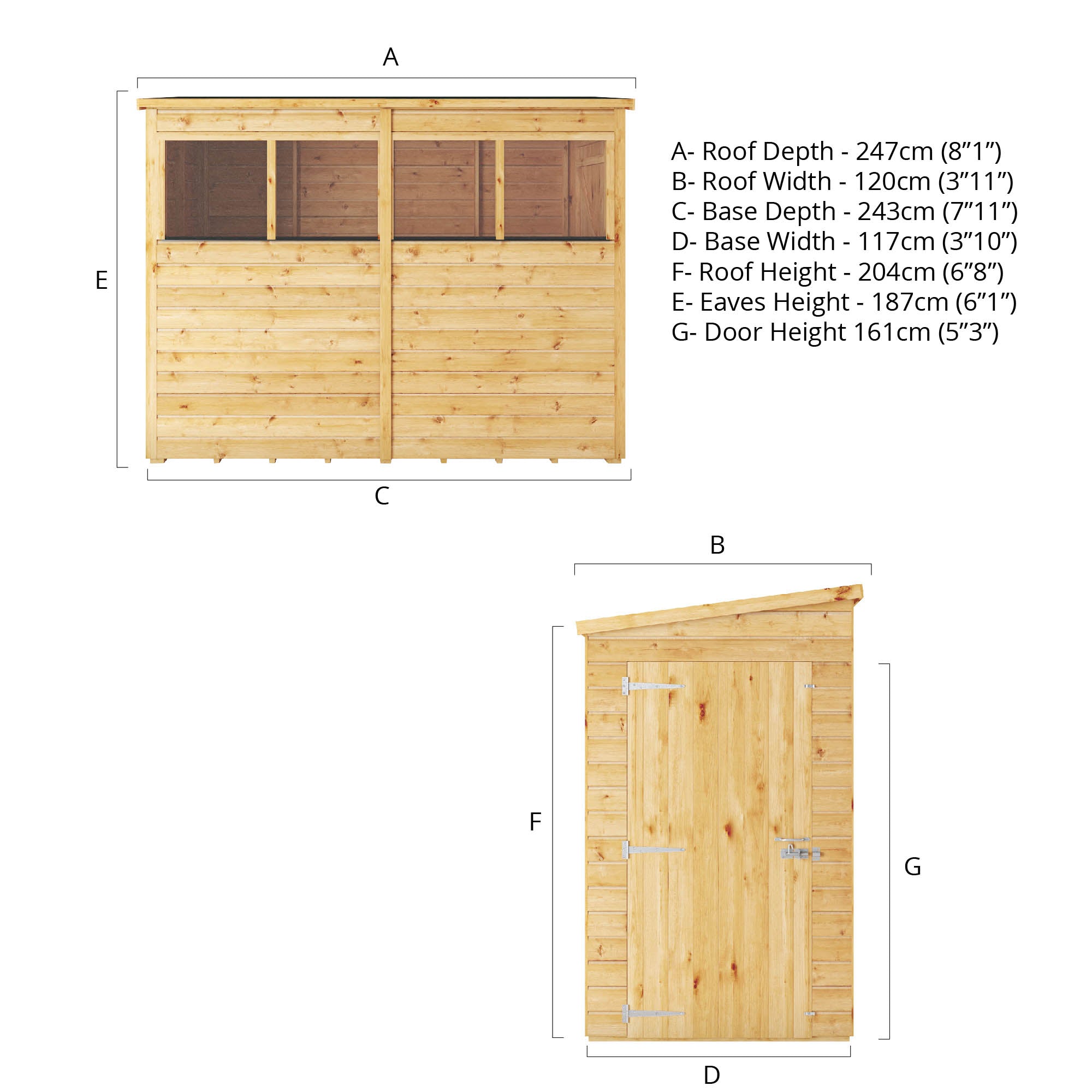 8 x 4 Woodsman Shiplap Pent - Styrene