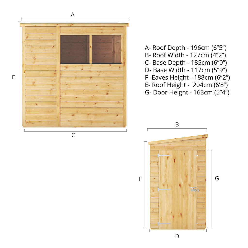 6 x 4 Woodsman Shiplap Pent - Glass