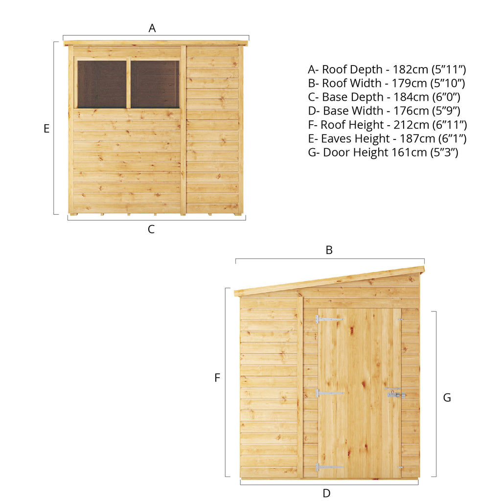 6 x 6 Woodsman Shiplap Pent - Styrene