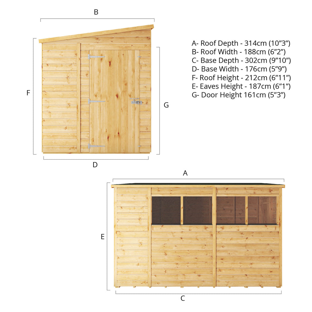 10 x 6 Woodsman Shiplap Pent - Styrene