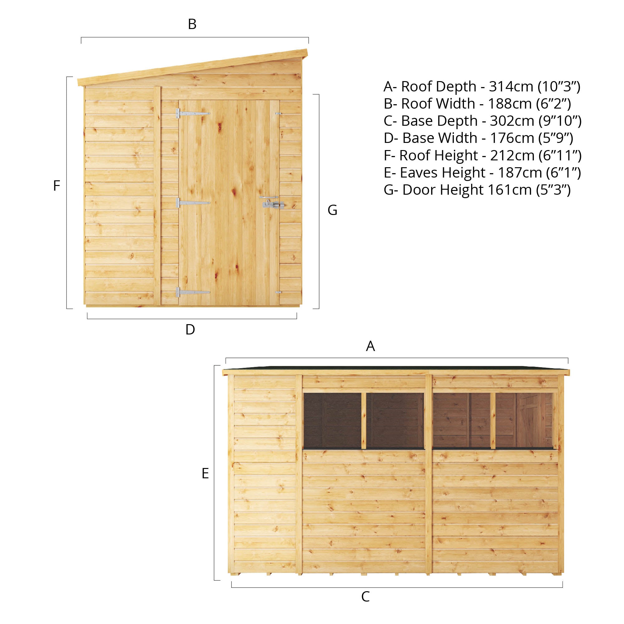 10 x 6 Woodsman Shiplap Pent - Styrene