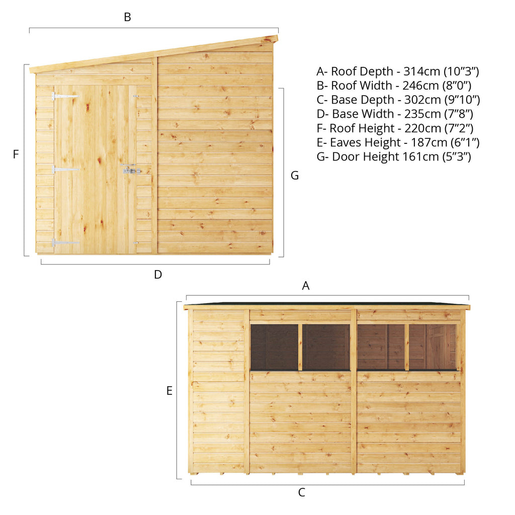 10 x 8 Woodsman Shiplap Pent - Styrene