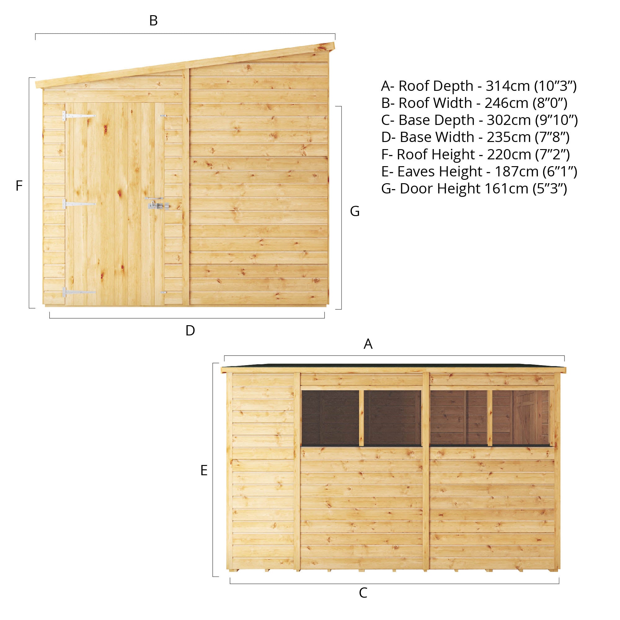 10 x 8 Woodsman Shiplap Pent - Styrene