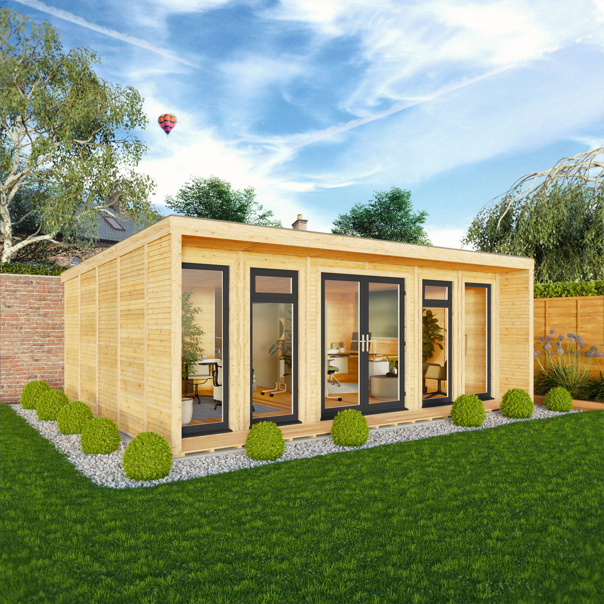 Sherwood Creswell 6m x 4m Insulated Garden Room - (UPVC Windows & Doors) - Grey