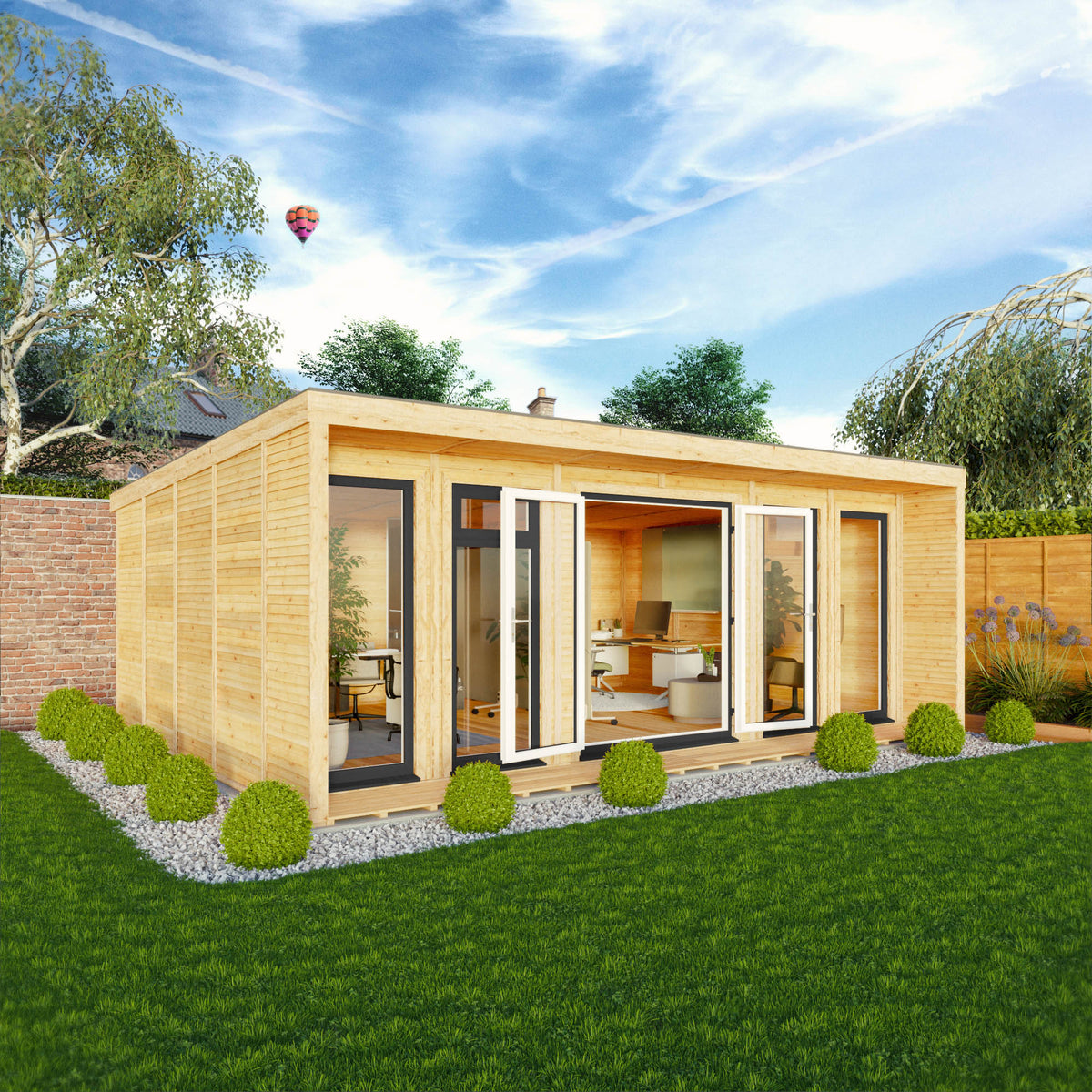 Sherwood Creswell 6m x 4m Insulated Garden Room - (UPVC Windows & Doors) - Grey