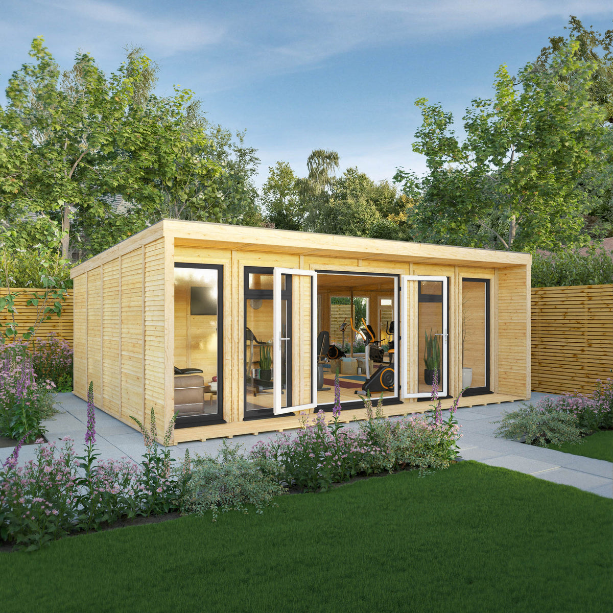 Sherwood Creswell 6m x 4m Insulated Garden Room - (UPVC Windows & Doors) - Grey