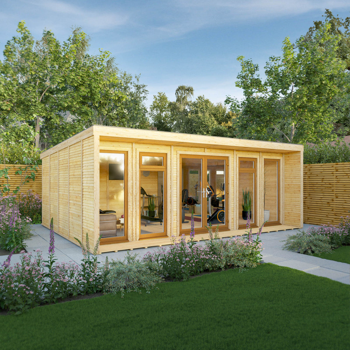 Sherwood Creswell 6m x 4m Insulated Garden Room - (UPVC Windows & Doors) - Oak