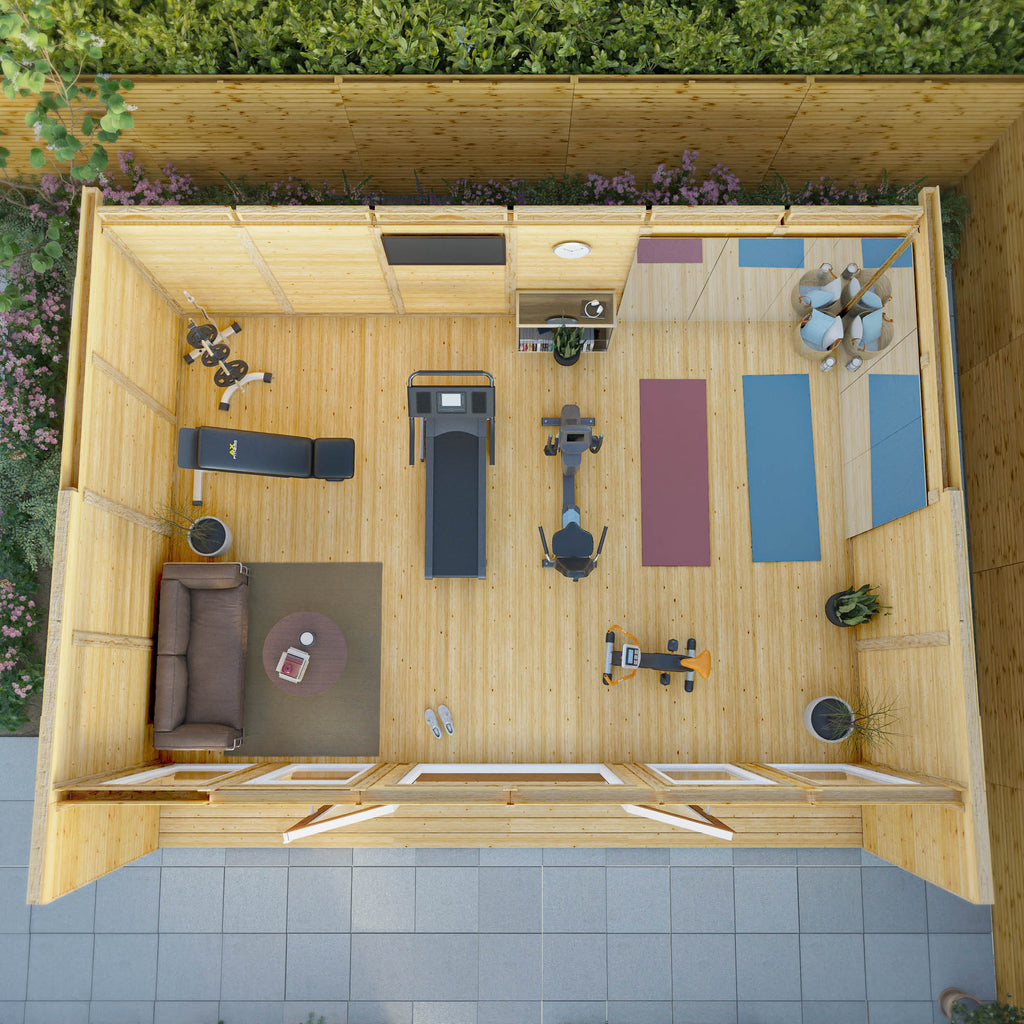 Sherwood Creswell 6m x 4m Insulated Garden Room - (UPVC Windows & Doors) - Oak