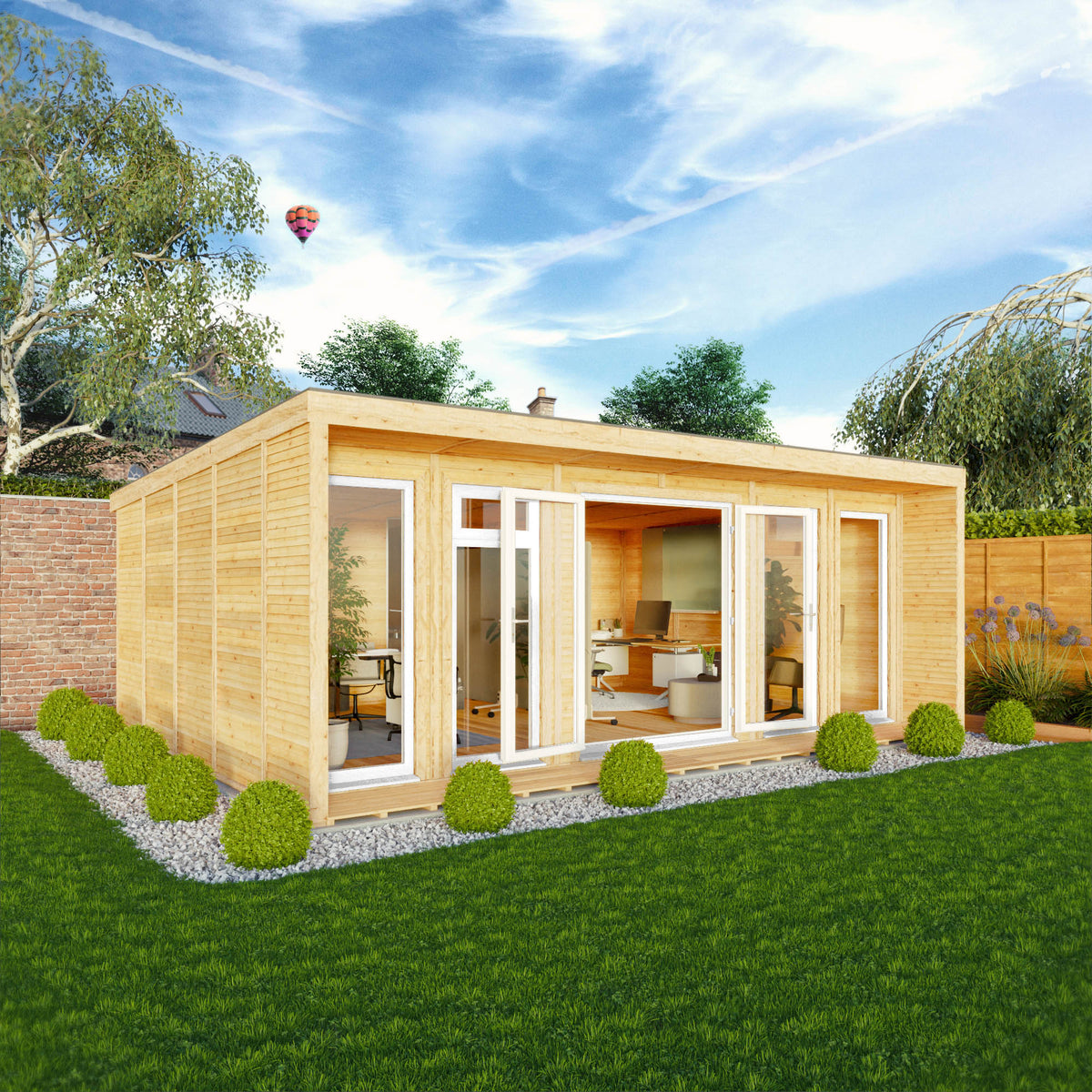 Sherwood Creswell 6m x 4m Insulated Garden Room - (UPVC Windows & Doors) - White