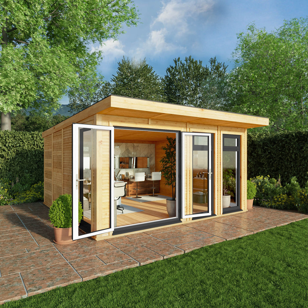 Sherwood Edwinstowe 4m x 4m Insulated Garden Room - (UPVC Windows & Doors) - Grey