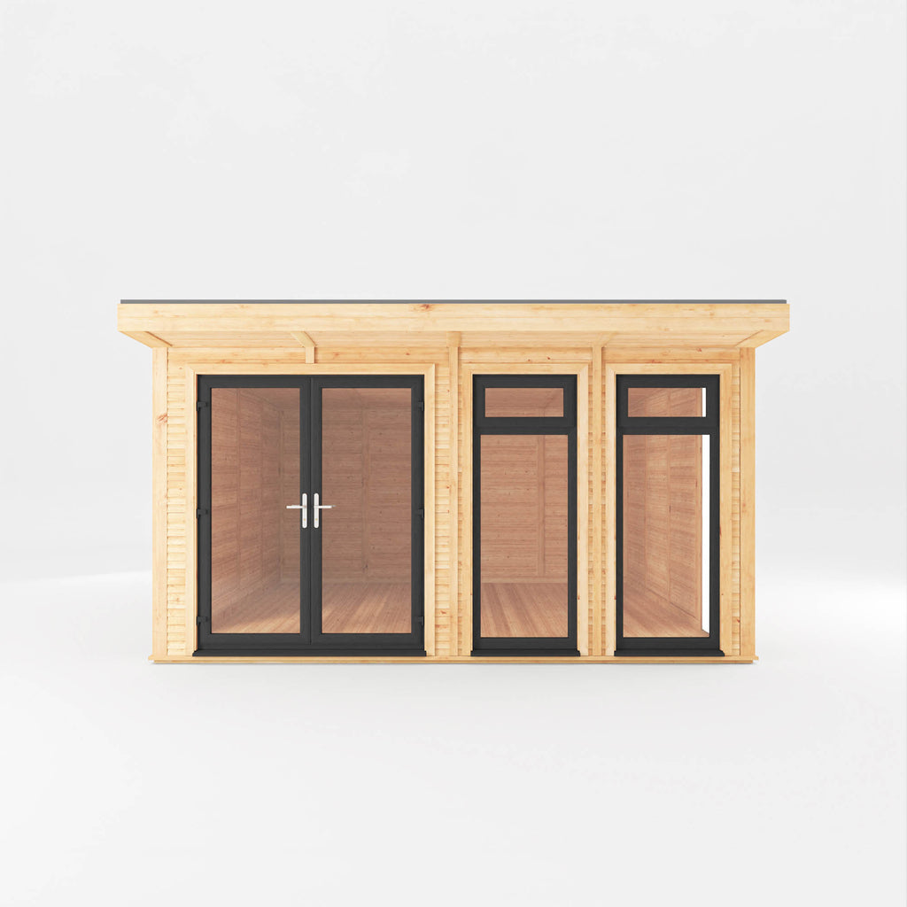 Sherwood Edwinstowe 4m x 4m Insulated Garden Room - (UPVC Windows & Doors) - Grey