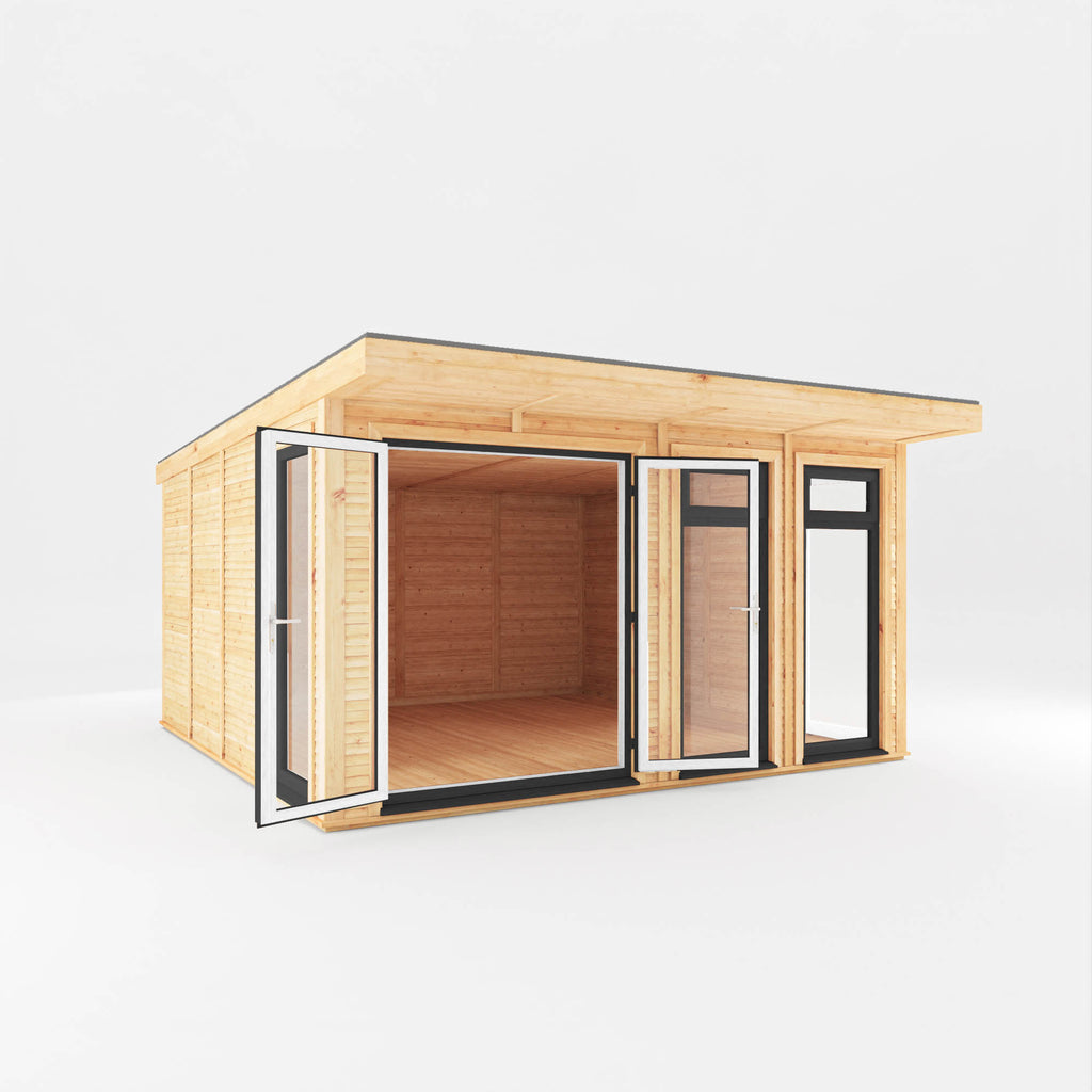 Sherwood Edwinstowe 4m x 4m Insulated Garden Room - (UPVC Windows & Doors) - Grey