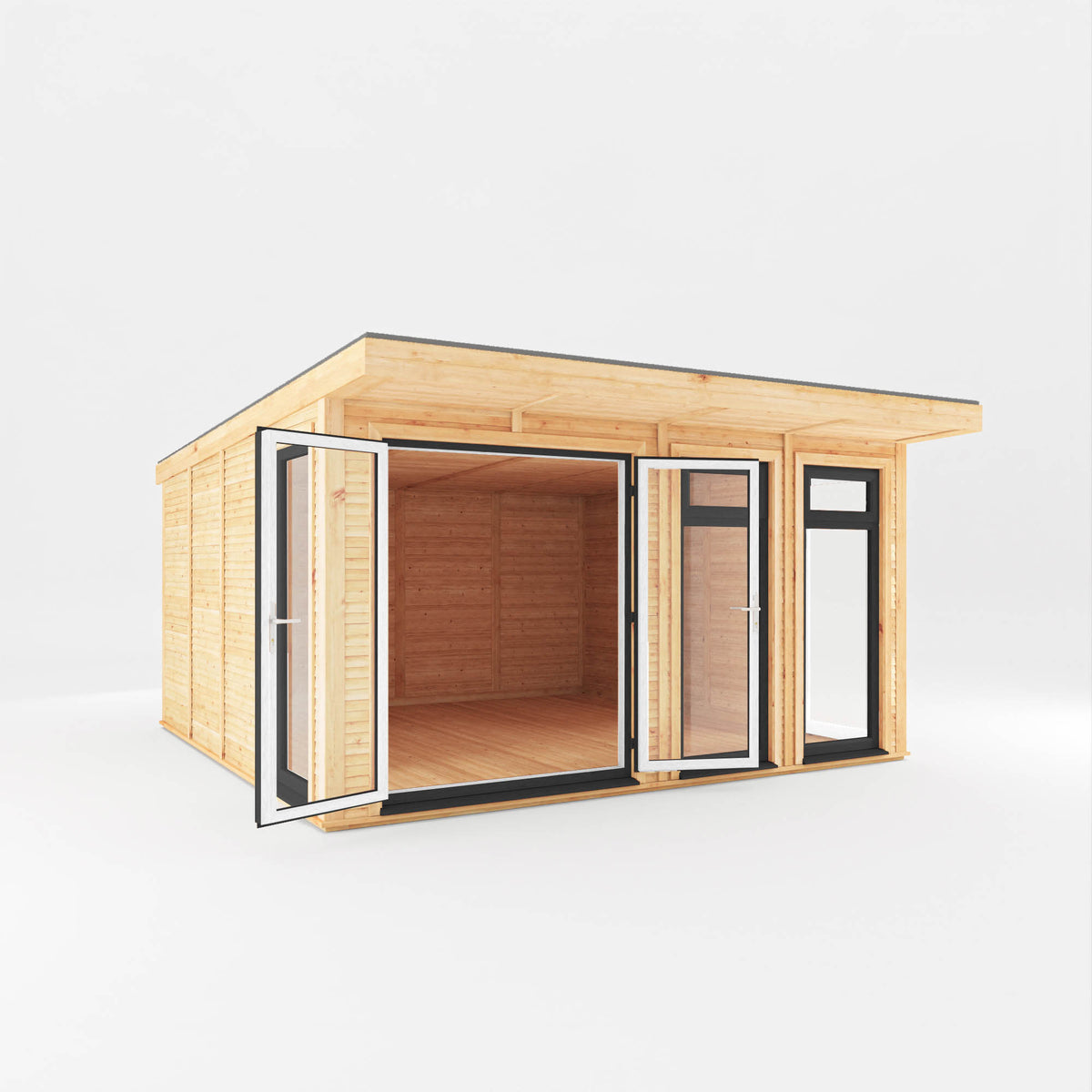 Sherwood Edwinstowe 4m x 4m Insulated Garden Room - (UPVC Windows & Doors) - Grey