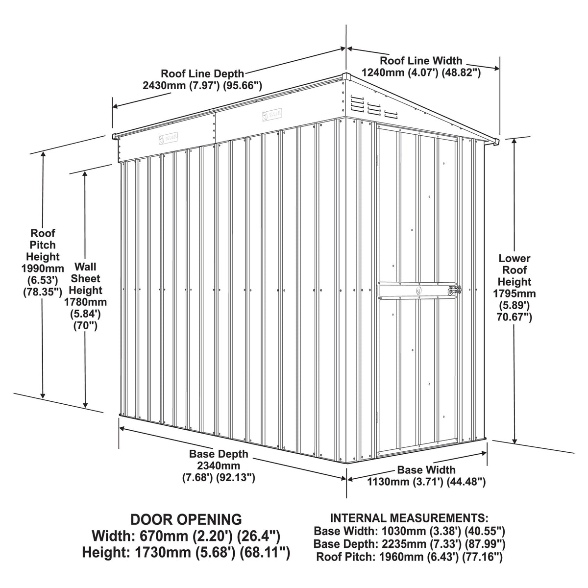 4 x 8 Globel Lean-To Grey
