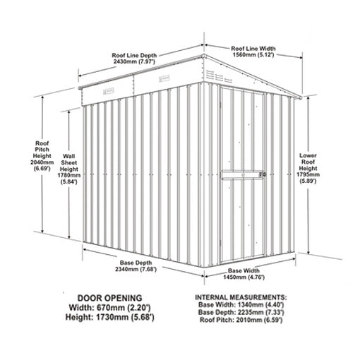 5 x 8 Globel Lean-To Grey
