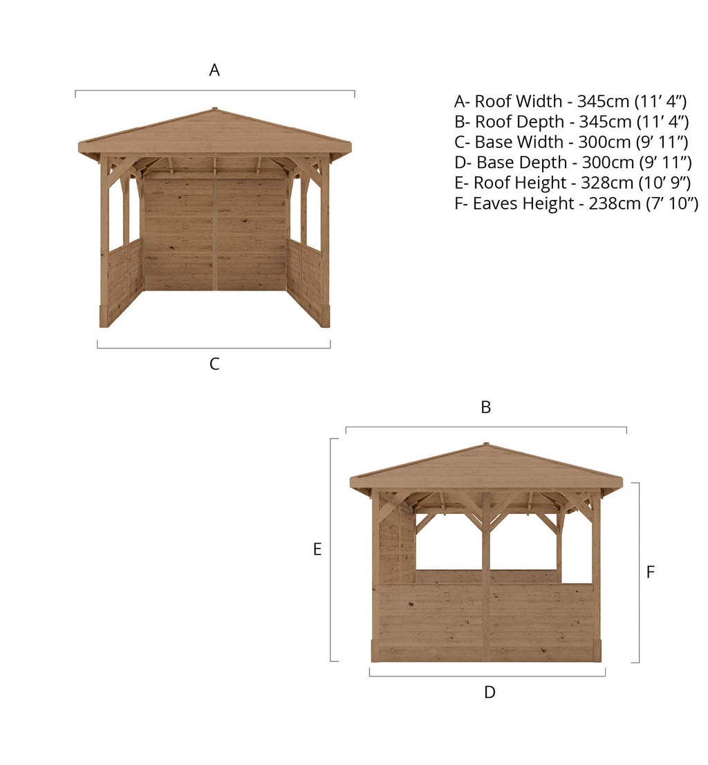 3m x 3m Traditional Gazebo With Side Panels