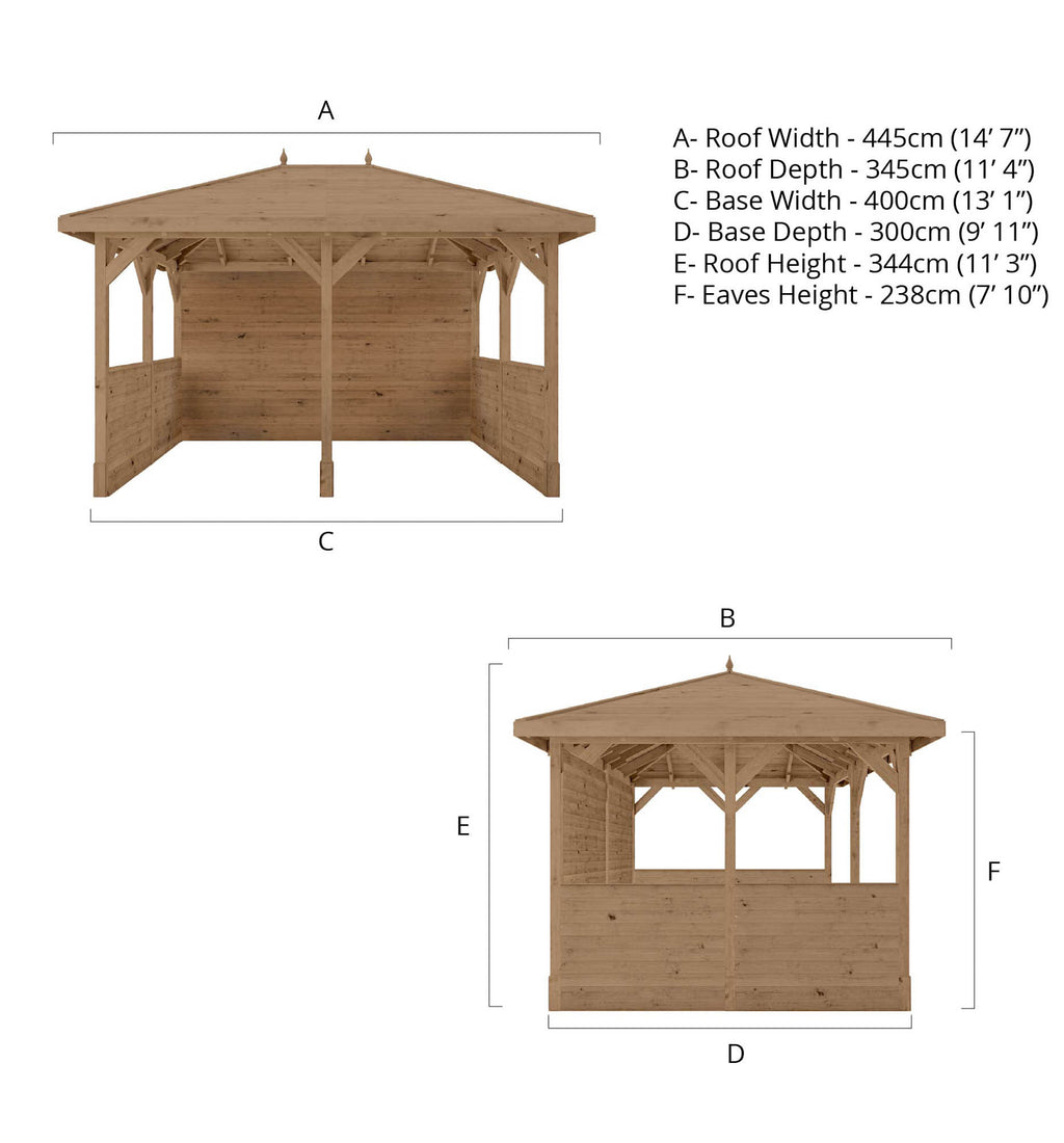 3m x 4m Traditional Gazebo With Side Panels