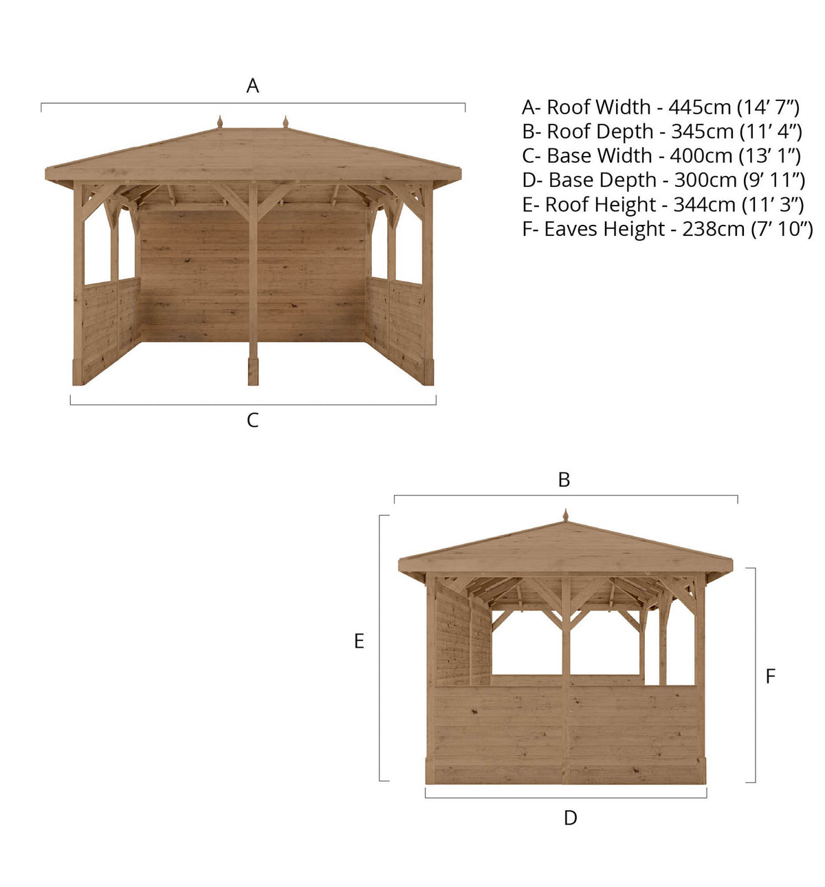 3m x 4m Traditional Gazebo With Side Panels
