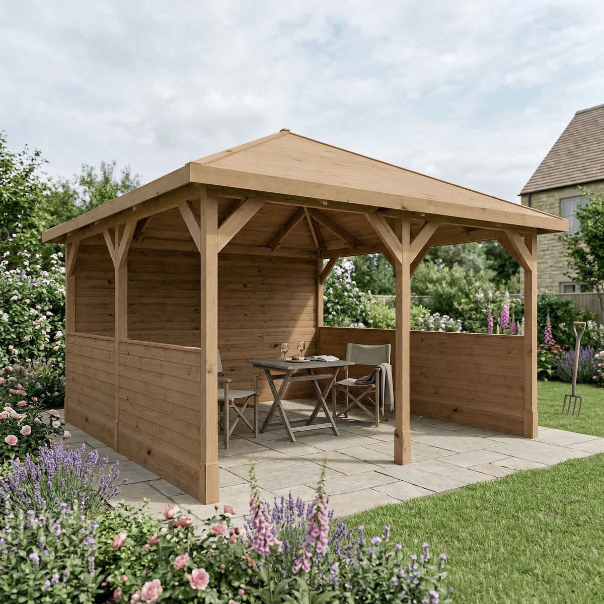 4m x 4m Traditional Gazebo With Side Panels