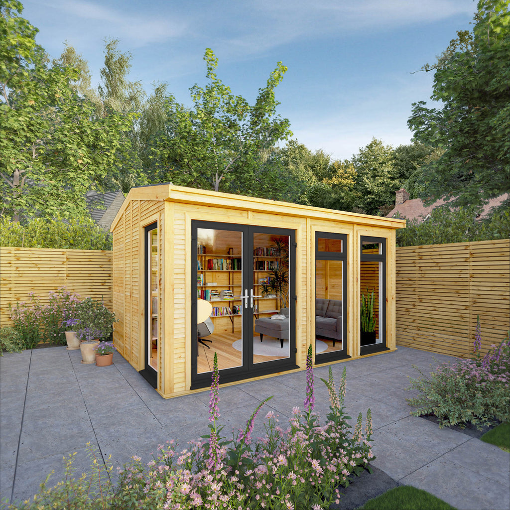 Sherwood Rufford 4m x 3m Insulated Garden Room - (UPVC Windows & Doors) - Grey