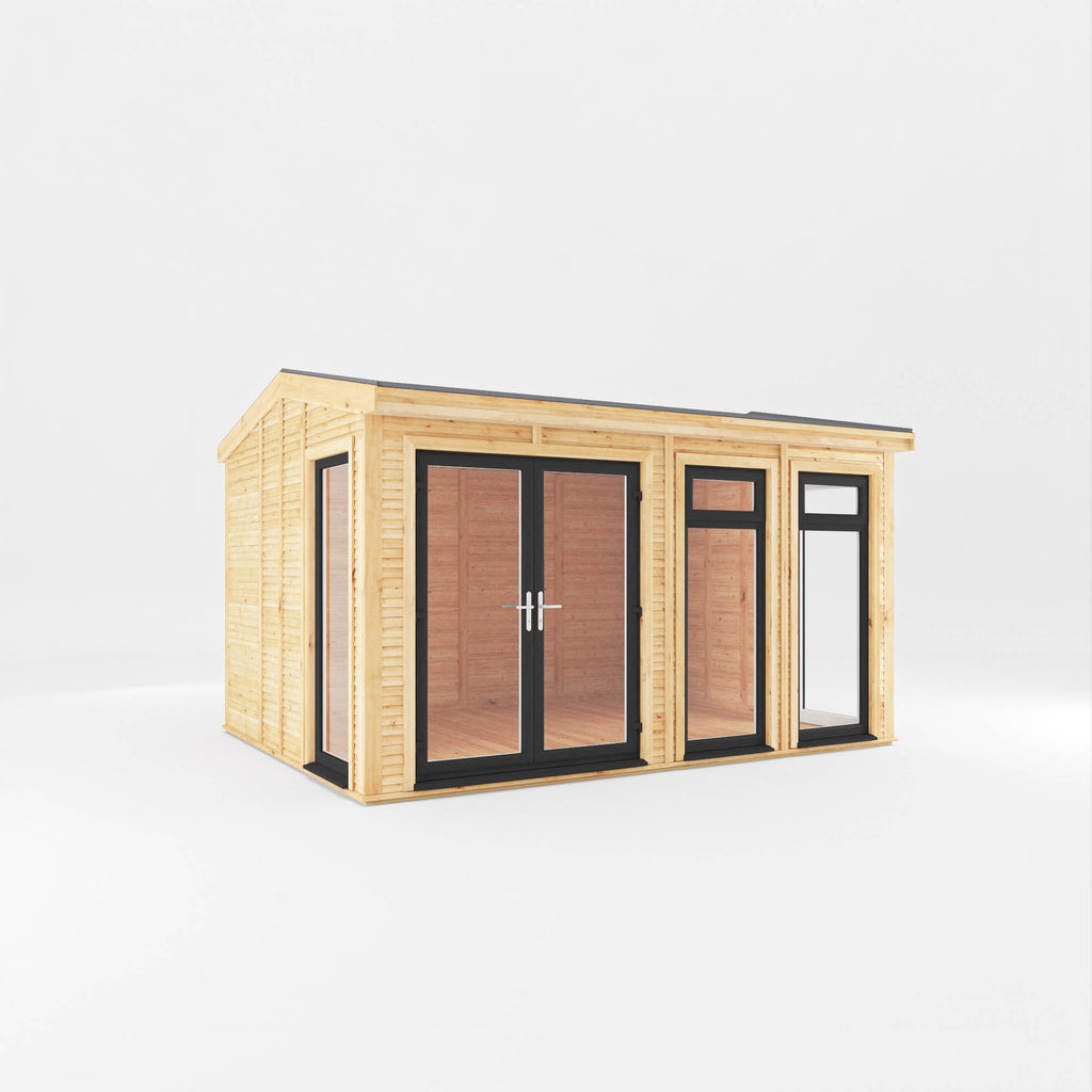 Sherwood Rufford 4m x 3m Insulated Garden Room - (UPVC Windows & Doors) - Grey