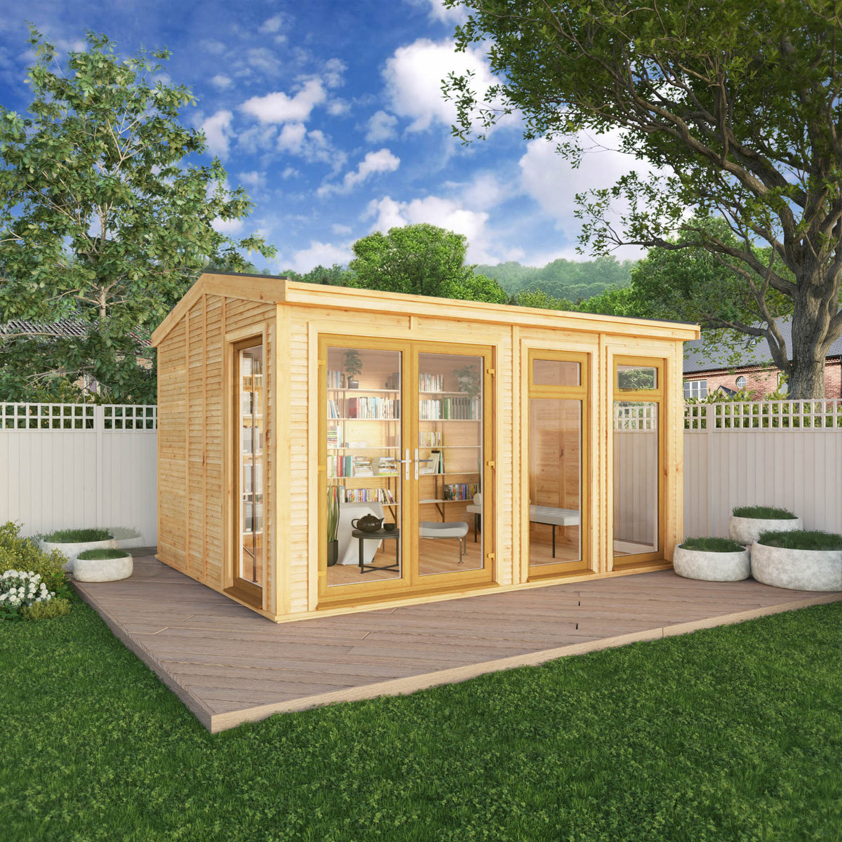 Sherwood Rufford 4m x 3m Insulated Garden Room - (UPVC Windows & Doors) - Oak