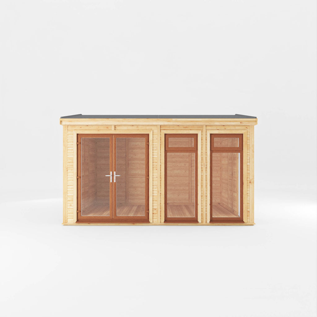 Sherwood Rufford 4m x 3m Insulated Garden Room - (UPVC Windows & Doors) - Oak