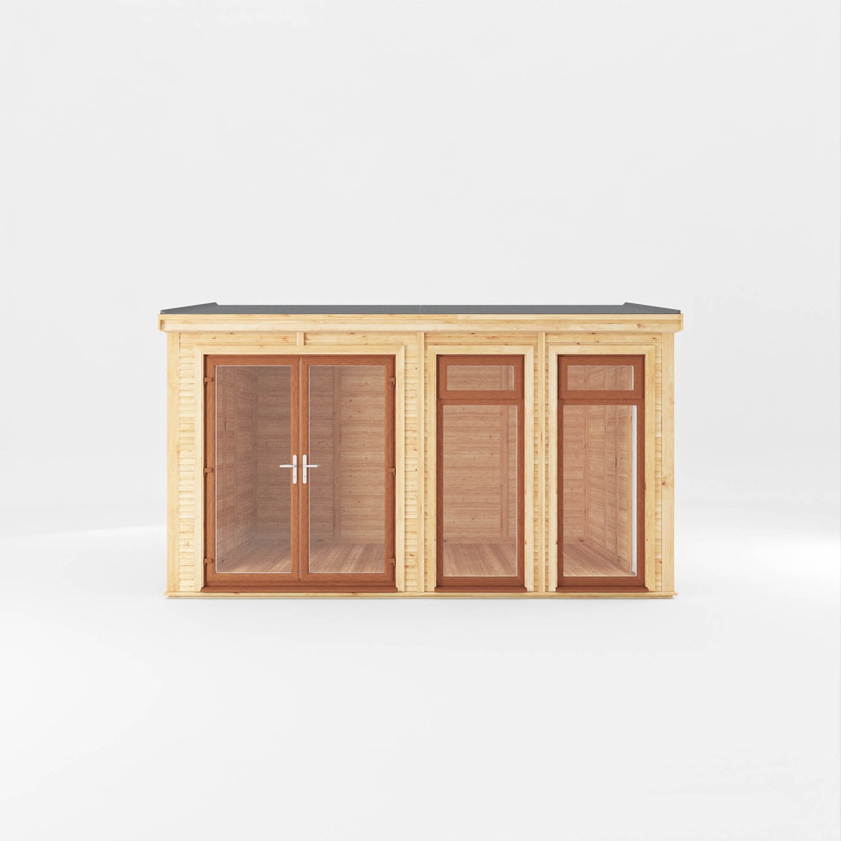 Sherwood Rufford 4m x 3m Insulated Garden Room - (UPVC Windows & Doors) - Oak
