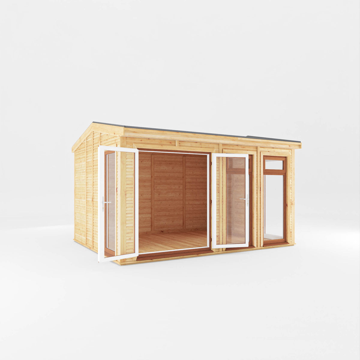 Sherwood Rufford 4m x 3m Insulated Garden Room - (UPVC Windows & Doors) - Oak